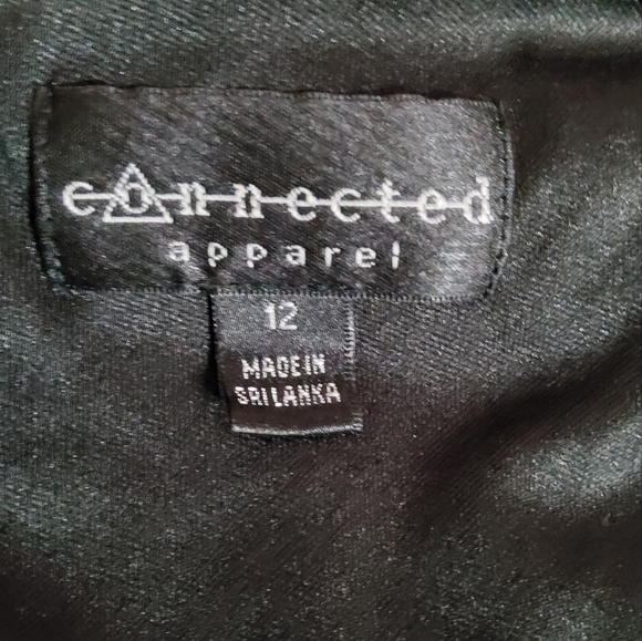 Connected Apparel Stretch Black/Burgundy/Red Long Flare Sleeve Shift Dress Sz 12 - Picture 6 of 10